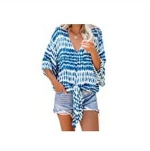 Dokotoo Women's soft stripes blouse, blue/white New without tags.